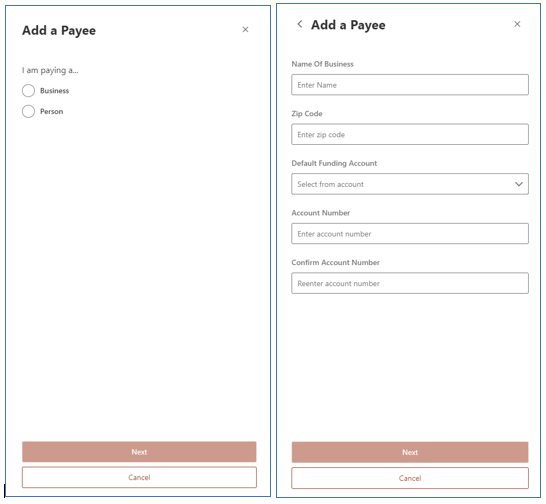 Add a Payee screen